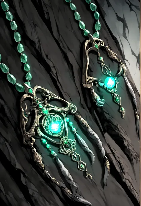 ((The background is in a dark cave))，mysterious，(((A glowing jade pendant)))，((Chinese style，Immortal World，Xianxia World))，((nobody))