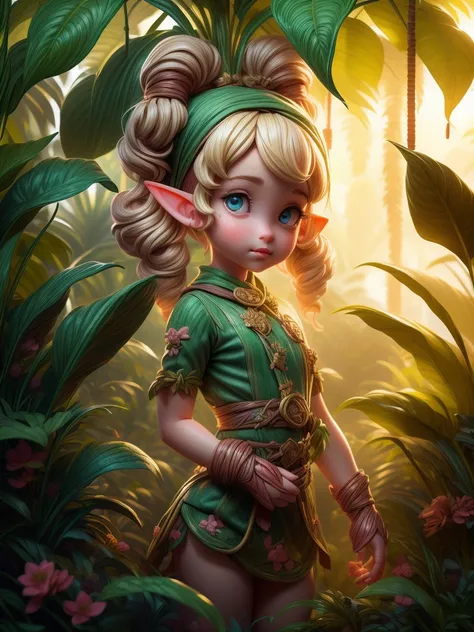 ((curly pigtails hair girl)), ((only anatomical hands)), full body, ((wearing a elf cloth)), in high technology over plant grown jungle, 8k, RAW photo, best quality, masterpiece, high detail RAW color photo, dramatic lighting, cinematic lighting, back ligh...