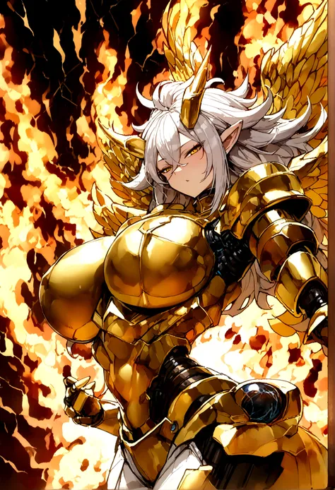 ((Lightning Power)), ((Electricity)), ((Fire Background)), ((Lightning Storm)), ((Power Erupting)), (((((android 21))))), ((((Gigantic Fire Rasengan)))), (((Evil Power))), (((white Coat))), (((Busty))), (((((Big breast:1,3)))), luxury bustier corset, (((si...