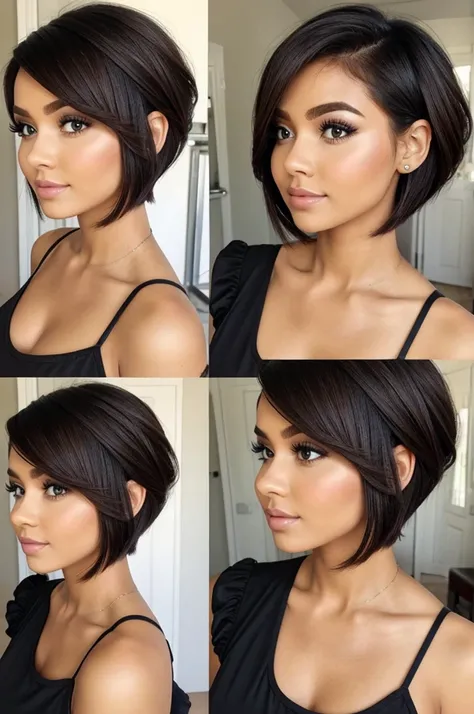 Escort hairstyle on short hair girl 