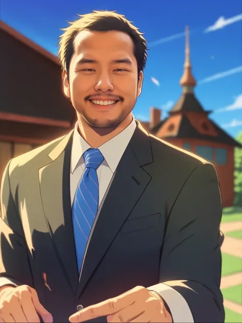 masterpiece, high quality, illustration, your name movie style, one man, home, house, suit, undressing, back, closing eyes, smiling, close up