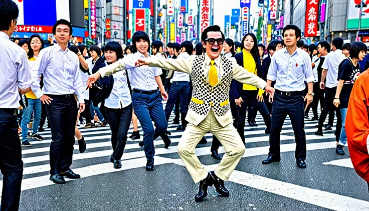 Piko Taro dancing at Shibuya Crossing