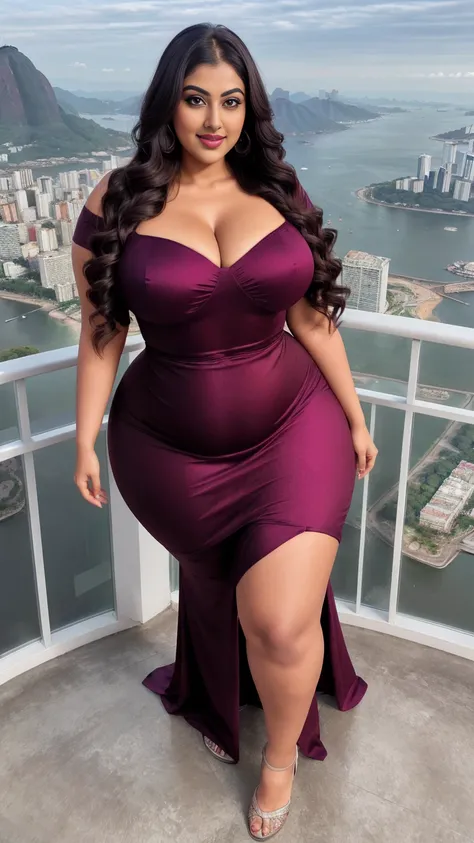 Indian gorgeous curvy plus size actress madhubala, glowing eyes, wearing Faeriesty Plus Mermaid Hem Sequin Formal Dress Color: Burgundy , covered Bust, parted lips, thick thighs, bigger waist, busty, curvy plus size body, full body, full body shot, head to...