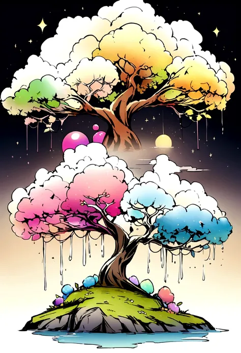 Creative and visual representation of a tree, Various styles and variations will stimulate your imagination.
Magical cosmic colors, Rice paper texture, Digital ink. Wet Cloud to Wet Cloud