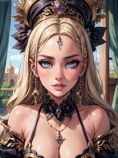 Hyper realistic super detailed sexy face crystal eyes hyper realistic super detailed face of a Beautiful moroccan princesse, sultry look, seductive
