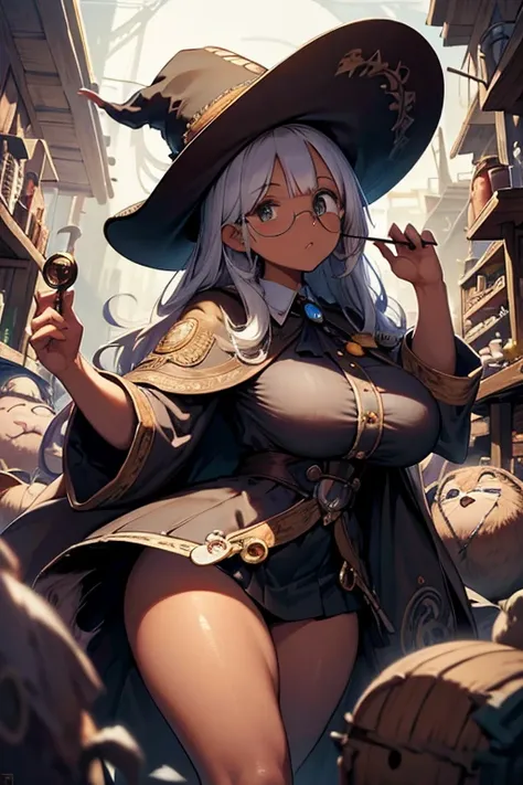 (masterpiece:1.2),Detailed explanation, Awards, high quality, High resolution, HD, 4K,8K,high quality,(professional illustration:1.1),(Chewy breasts,tender breasts:1.3),Thighs focus,(dark skin:1.2),white hair,(loli:1.1),cape,poncho,Fuzz hair,Flowing hair,m...