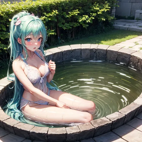 Hinita anime gurl showing her  having bath 
Waring srockinga