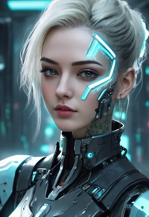 this is a description of futuristic technology, cyberpunk backgrounds and various elements related to facial features, cyberpunk...