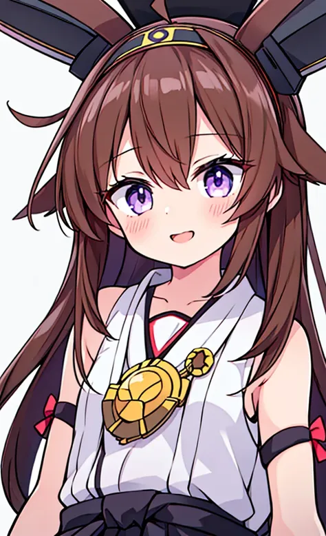 masterpiece,Highest quality,1 Girl,alone,blush with embarrassment,Pokémon-like art style,(bold:1.6),(flat:1.5), King Kong, (Kantai Collection),(Portraiture:1.2), BROWN_HAIR, LONG_HAIR, AHOGE, hairband, HAIR_good, DOUBLE_good, headgear, SMILE, NONTRADITIONA...