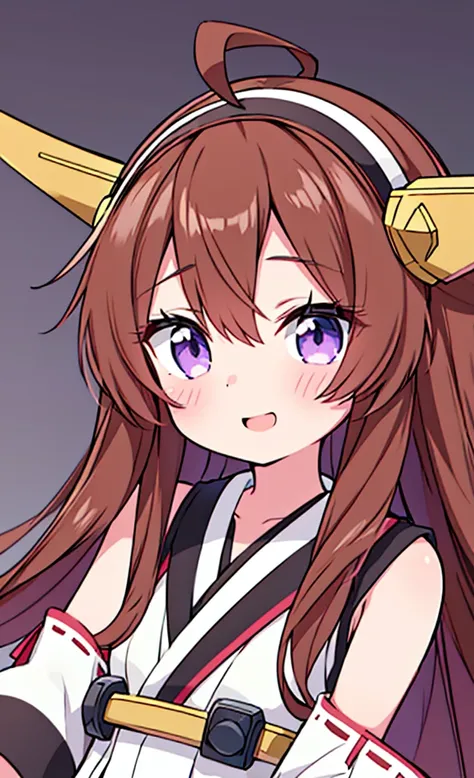 masterpiece,Highest quality,1 Girl,alone,blush with embarrassment,Pokémon-like art style,(bold:1.6),(flat:1.5), King Kong, (Kantai Collection),(Portraiture:1.2), BROWN_HAIR, LONG_HAIR, AHOGE, hairband, HAIR_good, DOUBLE_good, headgear, SMILE, NONTRADITIONA...