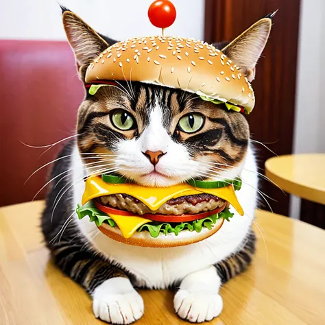 cute cat, burger cat