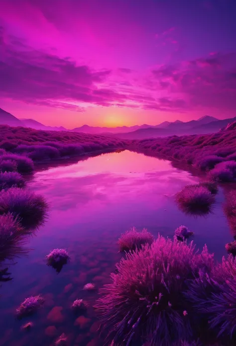 purple aesthetic landscape, 8k, masterpiece,