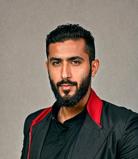 arafed man with a beard and a black shirt and a red jacket, mohamed chahin, emad mostaque, riyahd cassiem, mohamed reda, aykut aydogdu, enes dirig, professional profile picture, professional picture, kyza saleem, ahmad merheb, taken in the early 2020s