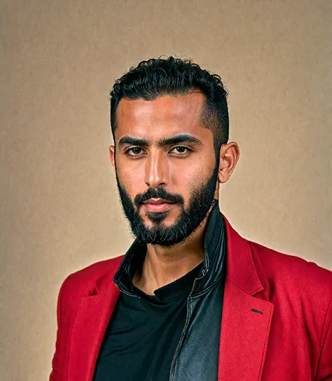 arafed man with a beard and a black shirt and a red jacket, mohamed chahin, emad mostaque, riyahd cassiem, mohamed reda, aykut aydogdu, enes dirig, professional profile picture, professional picture, kyza saleem, ahmad merheb, taken in the early 2020s