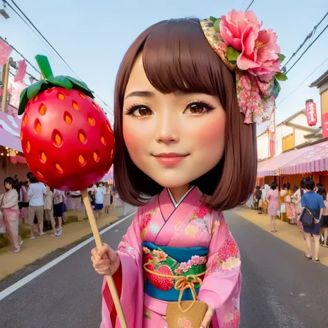 all whole total body photo of a 30 years old woman, wearing a pink kimono with floral motifs and wearing geta sandals, shoulder ...