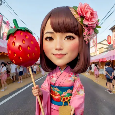 all whole total body photo of a 30 years old woman, wearing a pink kimono with floral motifs and wearing geta sandals, shoulder ...