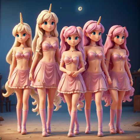 four female humanoid unicorns