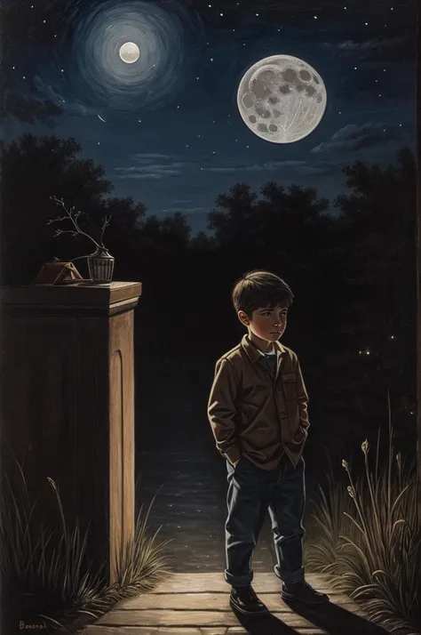 Boy on a moonlit night 