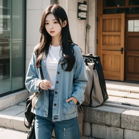 A korean girl with black long hair