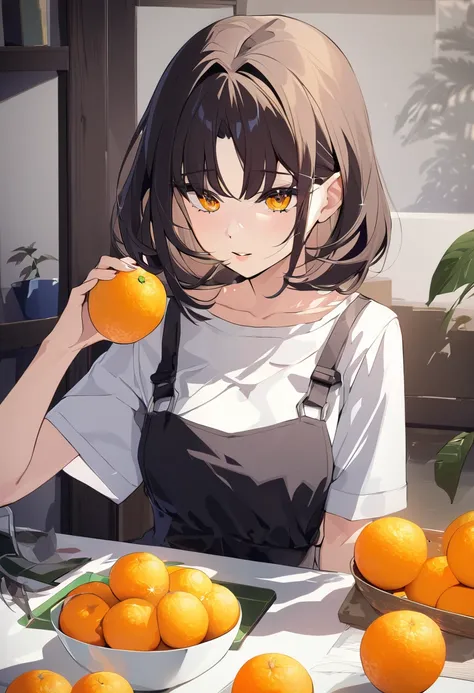 Oranges and beautiful girl