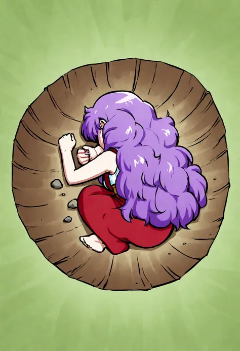 master quality,1girl,yamcha,rock green background,purple hair,long hair,sleep