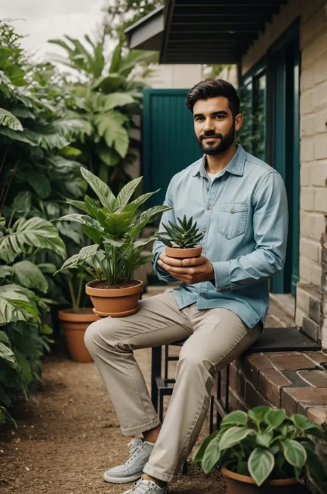 man with plant