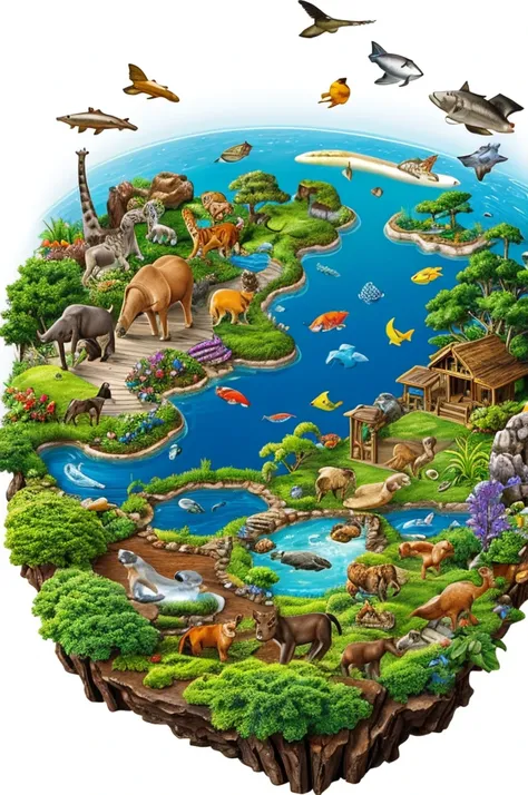 detailed ecosystem with animals clip art 