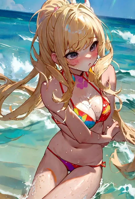 Blonde、Swimwear、bikini、Butt Emphasis