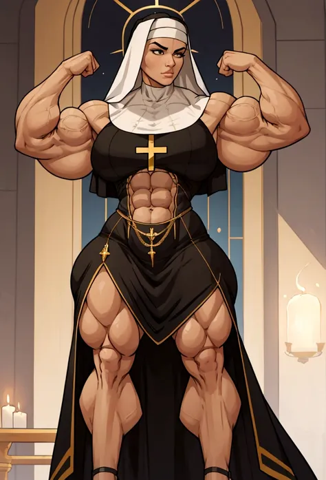 tall muscle nun womn flex her big biceps small suit abs big ass