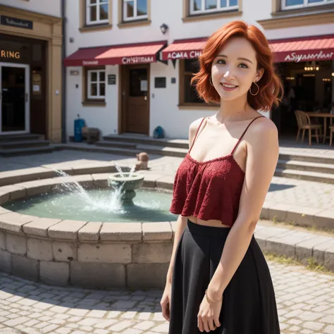 in the picture only a single woman with a head and an anatomically correct body, beach of sylt, a single 16-year-old on the beach, wunderschöne Red-Hairede junge Frau , beautiful detaileld face, perfect face, perfect body body, perfect anatomy, wearing nic...