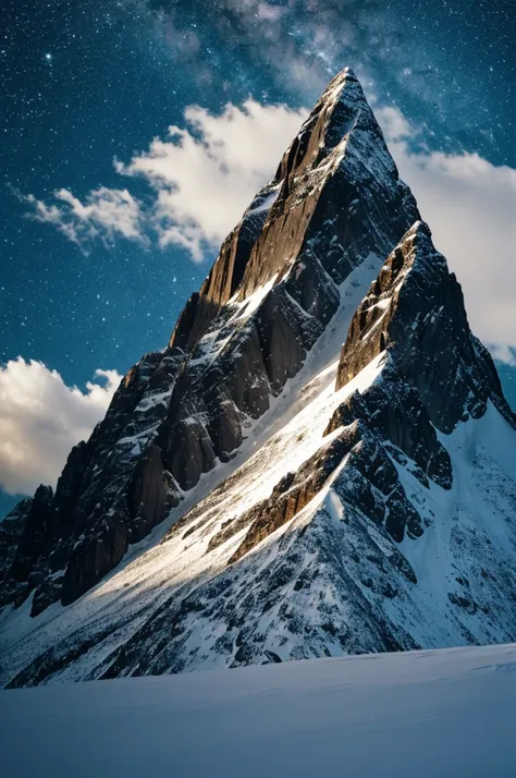 dark large mountain with a tree inside and with diamonds