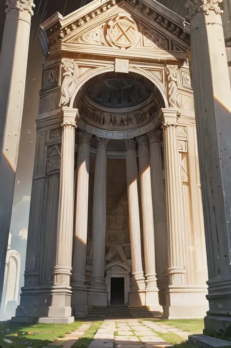 tombstone of the pantheon on a rainy day