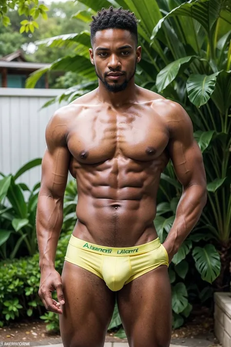 Jamaican Man,perfect body,Sport and Skinny boy body, 18 years old,Handsome face,Smiling face, good mood.,Jamaican nationalityJamaican ethnicity,Jamaican skin color,ฺฺBlack hair color,realistic hair color,Buzz Cut Hair style,(Best quality, 8k, Masterpiece)....