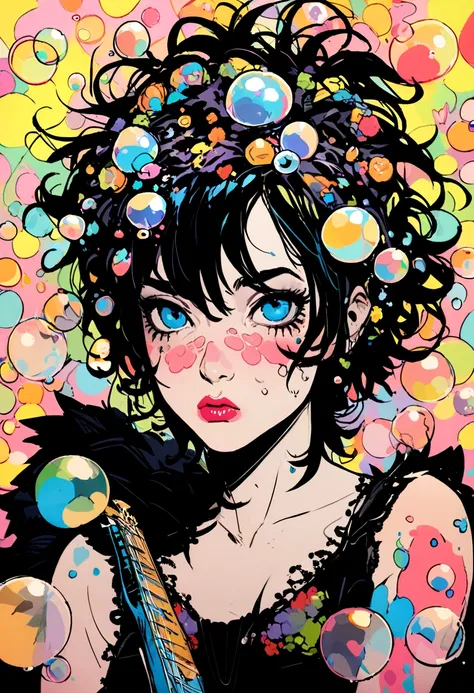 samdoesarts style drunk beauty plays the delirious person in the sandman, (Colorful soap bubbles that create hallucinations), author：Jeremy Mann, By Sandra Chevrier, author：dave mckean、richard avedon 和 maciej cuciara, Punk Rock, girl, High Detail, 8K