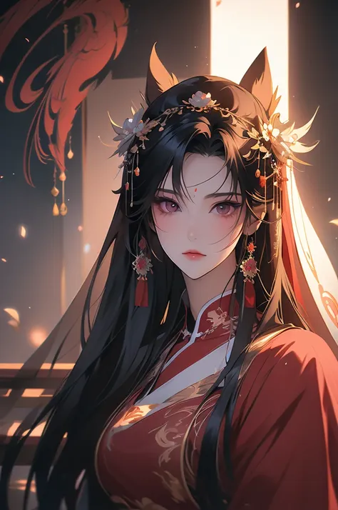 anime girl with long hair and veil posing for a picture, a digital painting by yang j, trending on cg society, fantasy art, guwe...