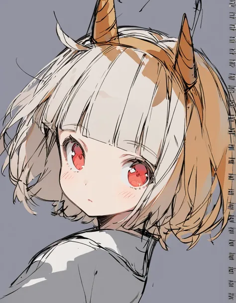 Bunny ears girl(Sketches), (Open Close), (Small body), (White Hair:1.5） (Short Hair:1.4), (Red eyes)(Blunt bangs:1.3)（unicorn horn:1.6）
