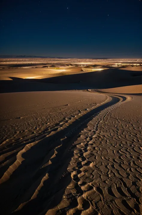 large desert plain at night