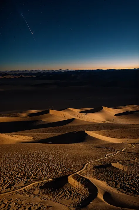 large desert plain at night