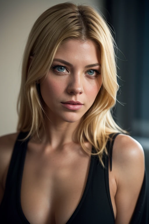 An amazing portrait of a beautiful Katheryn Winnick (40 years old:1.5), dressed in comfy hoodie, detailed eyes, detailed hair, flowing hair, (blonde:1.5), stunning facial feature, Perfect eyes, ultra realistic eyes, perfect face, perfect body, cinematograp...