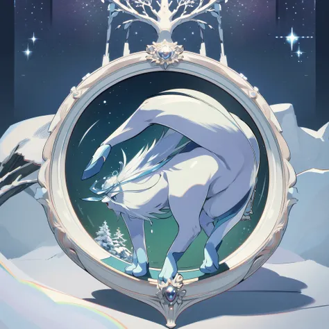 glaceon, snow,pokemon (creature),animal,  full body, tree,, (masterpiece, best quality,absurdres: 1.2),, perfect hands,, masterpiece,best quality,ultra-detailed,very detailed illustrations,extremely detailed,intricate details,highres,super complex details,...