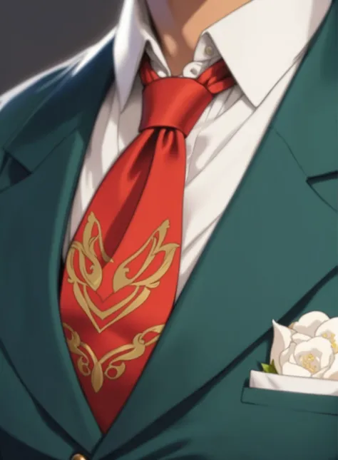 anime style, victorian style, tie with gold pattern