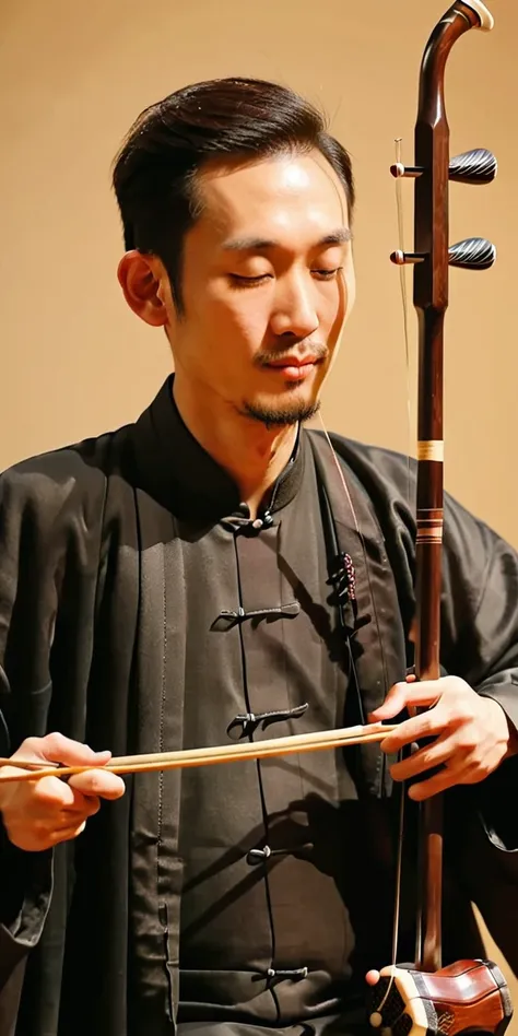 1man, young man, man, face detail, tall and thin, playing erhu,holding erhu, wearing hanfu, (((masterpiece,best quality))),((goo...