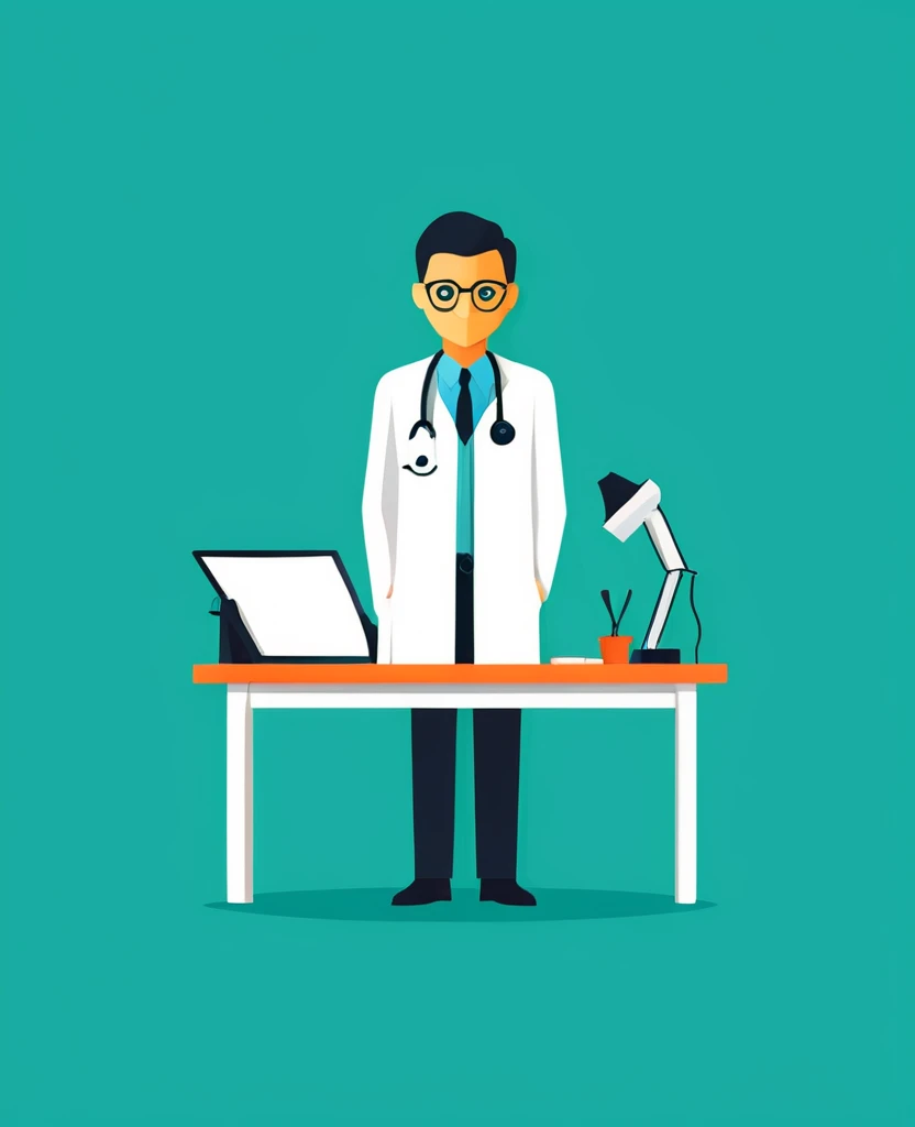 doctor work illustration simple flat design 