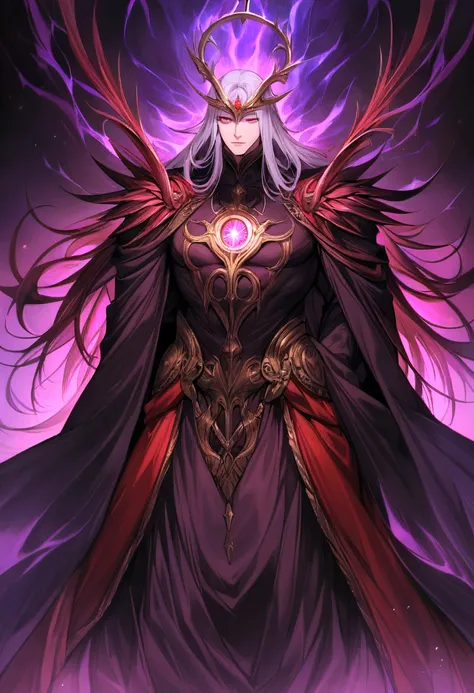  dignified appearance, a plump physique, and soft and majestic colors, long withe hair, black and red clothes, also known as the Demonic Emperor, possesses a striking appearance. He is a very handsome, innocent-looking man with a small stature. His feature...