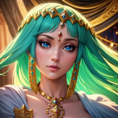 a beautiful detailed princess zelda, extremely detailed face, beautiful detailed eyes, beautiful detailed lips, long eyelashes, large breasts, intricate ornate jewelry, royal fantasy medieval gown, ethereal glowing light, cinematic dramatic lighting, vibra...