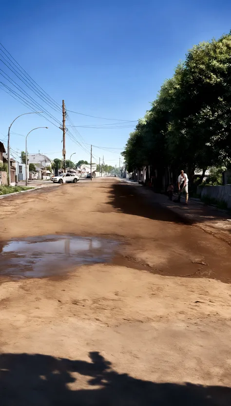 rebuild this street by laying asphalt and removing the mud, leaving the street beautiful, ultra realistic, 4k