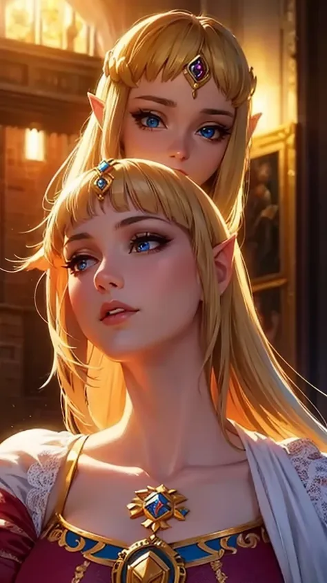 a beautiful detailed princess zelda, extremely detailed face, beautiful detailed eyes, beautiful detailed lips, long eyelashes, ...