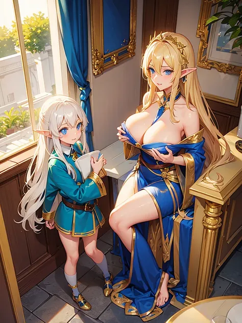 golden hair blue eyes elf milf