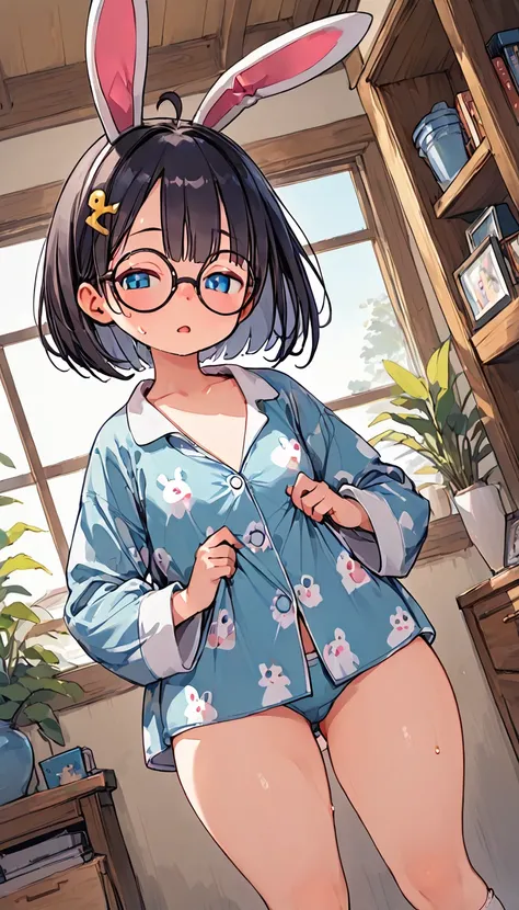 (masterpiece), (best quality), ((ultra-detailed)), (high resolution), (an extremely delicate and beautiful, super fine illustration), official art, BREAK (1girl), (loli:1.6), (tiny girl:1.6), (8yo) (flat chest:1.4), Plump, (Thick thighs:1.8), (big ass:1.5)...