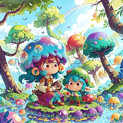 Colorful Bubble Village Bubble Elf Adventure Bubble Forest Color River Bubble Monster Rainbow Mountain Bubble Spring